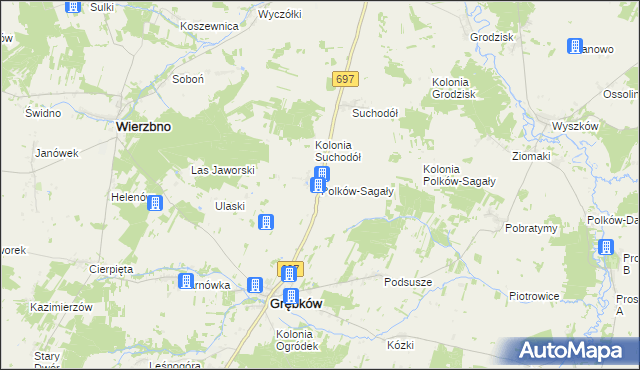 mapa Polków-Sagały, Polków-Sagały na mapie Targeo
