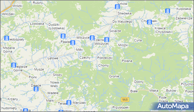 mapa Półrzeczki, Półrzeczki na mapie Targeo