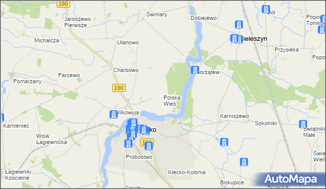 mapa Polska Wieś gmina Kłecko, Polska Wieś gmina Kłecko na mapie Targeo