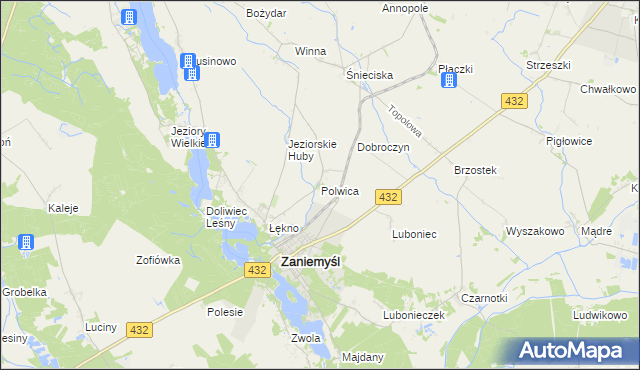 mapa Polwica gmina Zaniemyśl, Polwica gmina Zaniemyśl na mapie Targeo