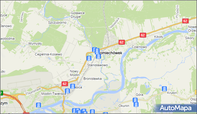 mapa Pomiechowo, Pomiechowo na mapie Targeo