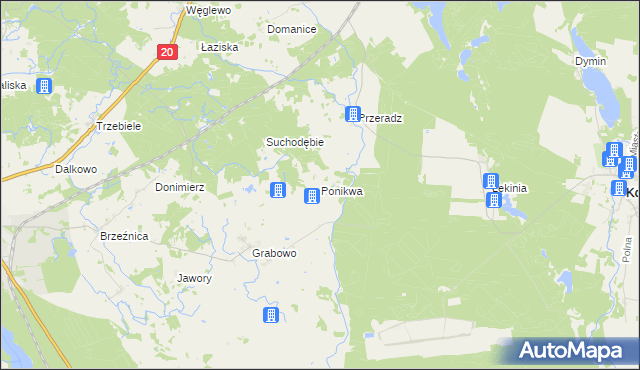 mapa Ponikwa gmina Biały Bór, Ponikwa gmina Biały Bór na mapie Targeo