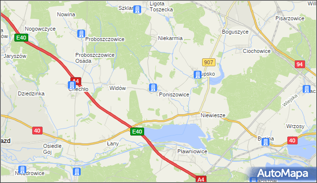 mapa Poniszowice, Poniszowice na mapie Targeo