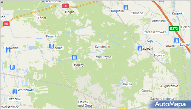 mapa Ponurzyca, Ponurzyca na mapie Targeo