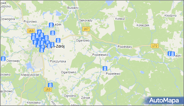 mapa Popielewko, Popielewko na mapie Targeo