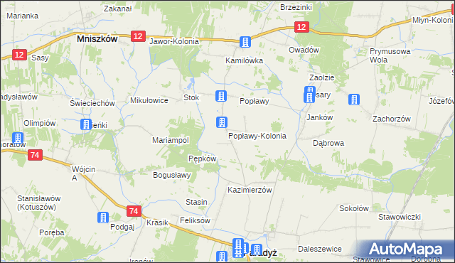 mapa Popławy-Kolonia, Popławy-Kolonia na mapie Targeo