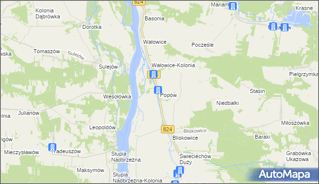 mapa Popów gmina Annopol, Popów gmina Annopol na mapie Targeo