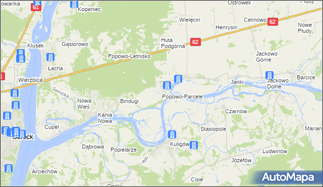 mapa Popowo-Parcele, Popowo-Parcele na mapie Targeo