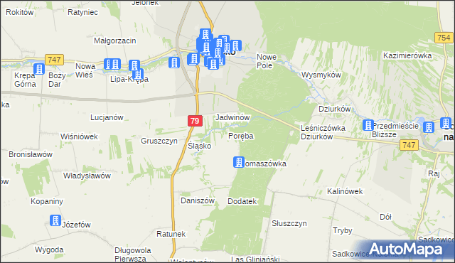mapa Poręba gmina Lipsko, Poręba gmina Lipsko na mapie Targeo