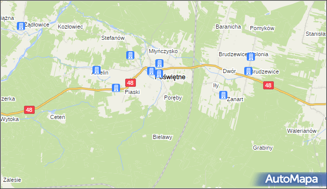 mapa Poręby gmina Poświętne, Poręby gmina Poświętne na mapie Targeo