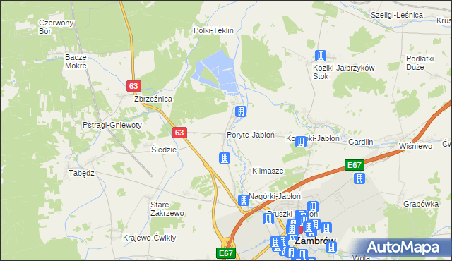 mapa Poryte-Jabłoń, Poryte-Jabłoń na mapie Targeo