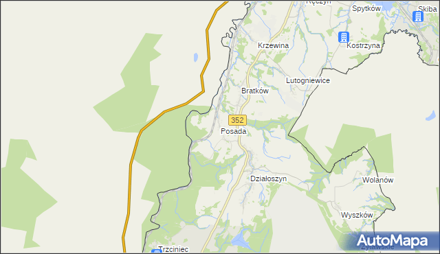 mapa Posada gmina Bogatynia, Posada gmina Bogatynia na mapie Targeo