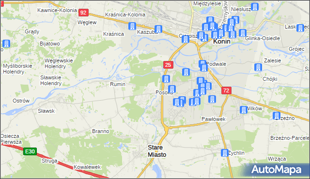 mapa Posoka gmina Stare Miasto, Posoka gmina Stare Miasto na mapie Targeo