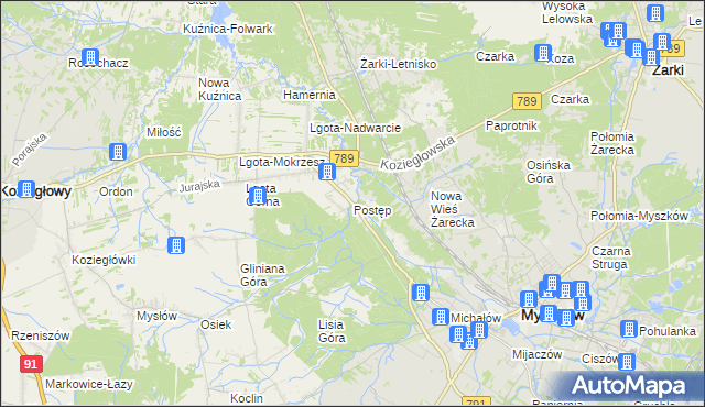 mapa Postęp, Postęp na mapie Targeo