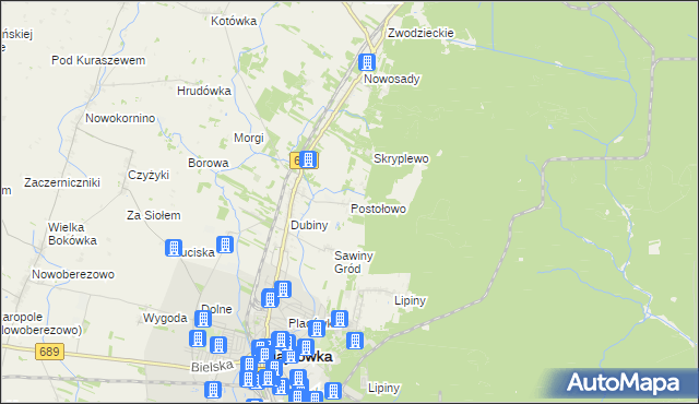 mapa Postołowo gmina Hajnówka, Postołowo gmina Hajnówka na mapie Targeo