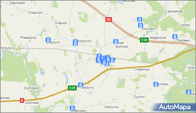 mapa Potęgowo powiat słupski, Potęgowo powiat słupski na mapie Targeo
