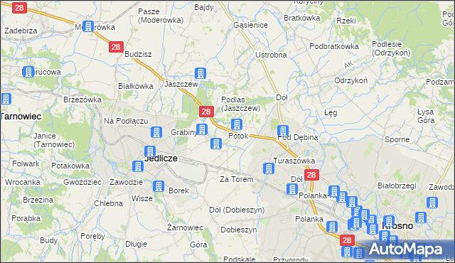 mapa Potok gmina Jedlicze, Potok gmina Jedlicze na mapie Targeo