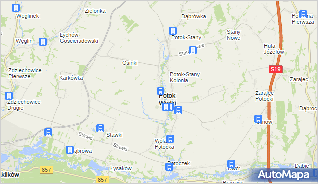 mapa Potok Wielki powiat janowski, Potok Wielki powiat janowski na mapie Targeo