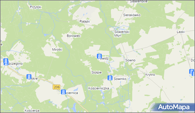 mapa Powidz gmina Polanów, Powidz gmina Polanów na mapie Targeo