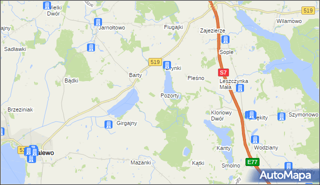 mapa Pozorty, Pozorty na mapie Targeo