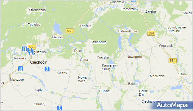 mapa Praczka, Praczka na mapie Targeo