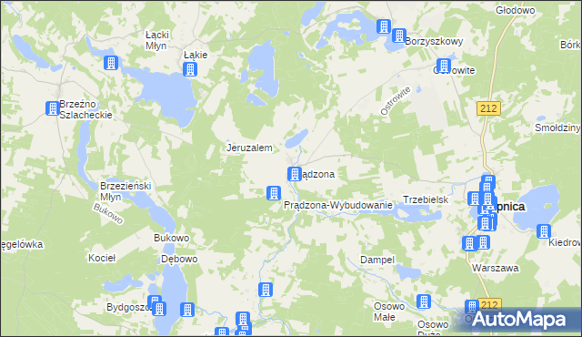 mapa Prądzona, Prądzona na mapie Targeo