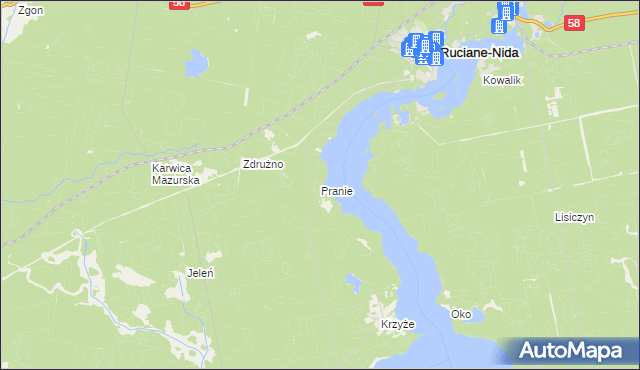 mapa Pranie, Pranie na mapie Targeo