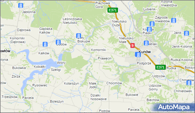 mapa Prawęcin, Prawęcin na mapie Targeo
