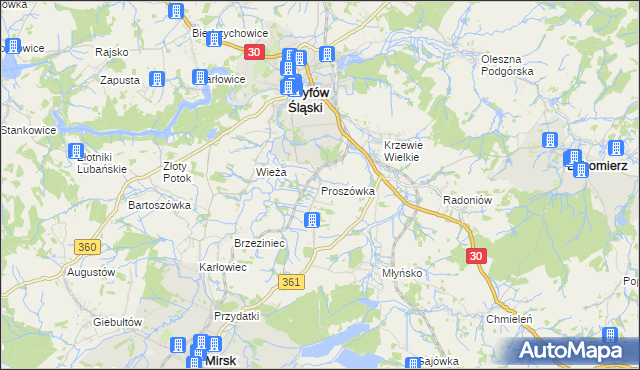 mapa Proszówka, Proszówka na mapie Targeo
