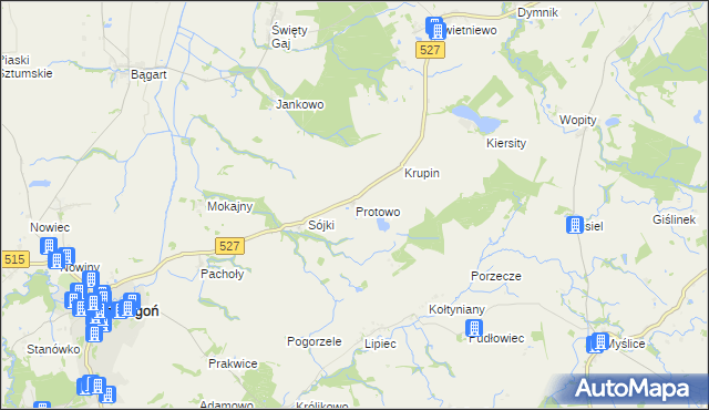 mapa Protowo, Protowo na mapie Targeo