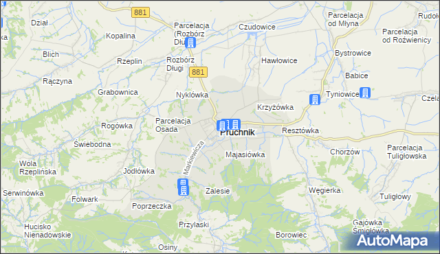 mapa Pruchnik powiat jarosławski, Pruchnik powiat jarosławski na mapie Targeo