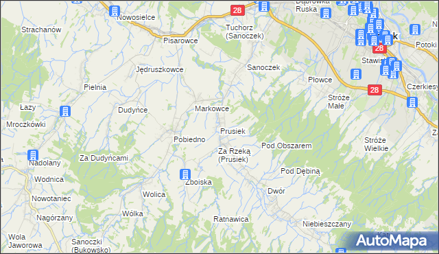 mapa Prusiek, Prusiek na mapie Targeo