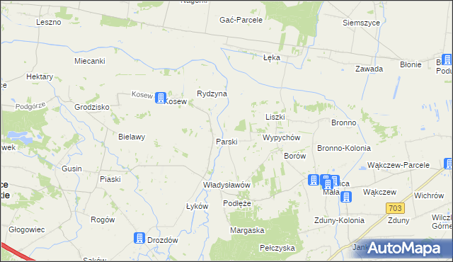 mapa Prusinowice gmina Łęczyca, Prusinowice gmina Łęczyca na mapie Targeo