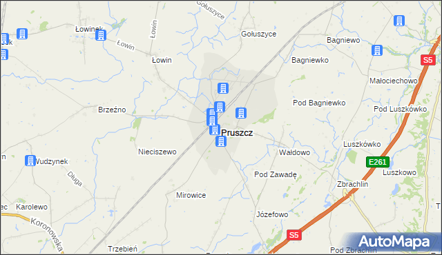 mapa Pruszcz powiat świecki, Pruszcz powiat świecki na mapie Targeo
