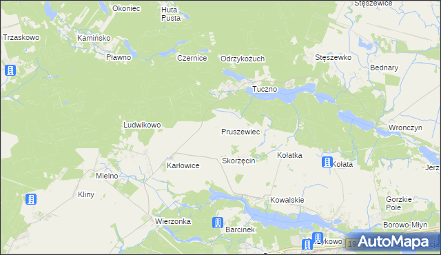 mapa Pruszewiec, Pruszewiec na mapie Targeo