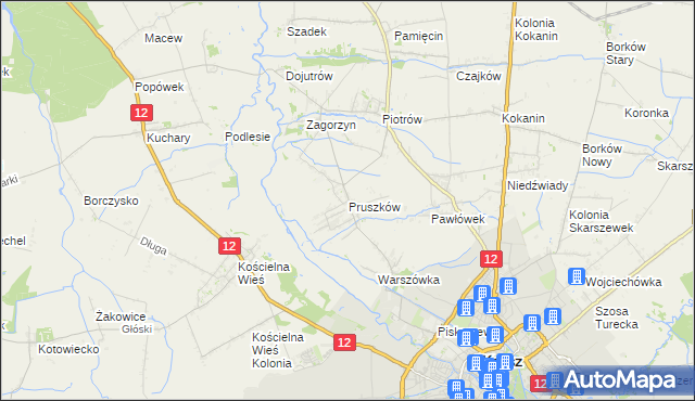 mapa Pruszków gmina Blizanów, Pruszków gmina Blizanów na mapie Targeo