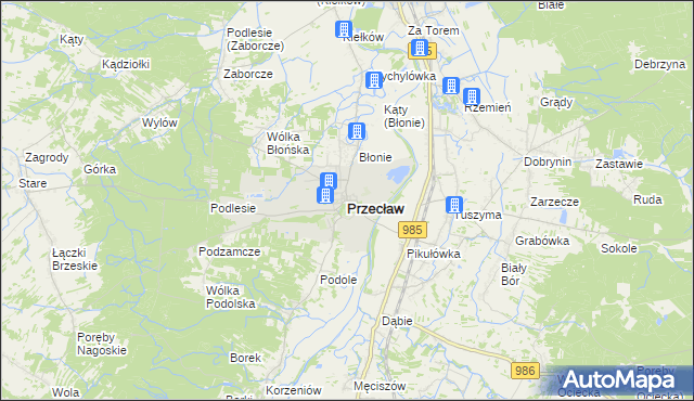 mapa Przecław powiat mielecki, Przecław powiat mielecki na mapie Targeo