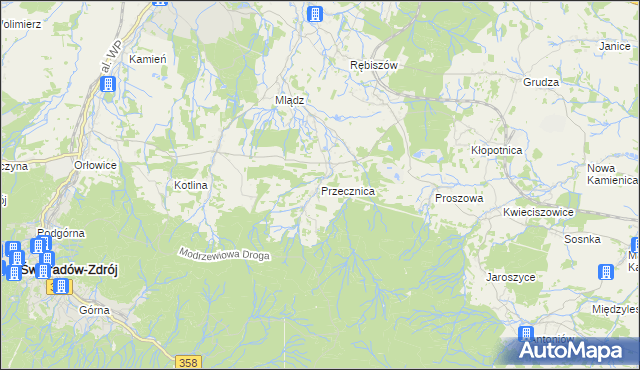 mapa Przecznica, Przecznica na mapie Targeo