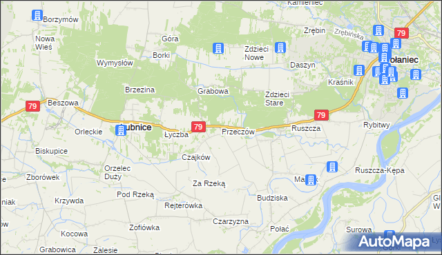 mapa Przeczów gmina Łubnice, Przeczów gmina Łubnice na mapie Targeo
