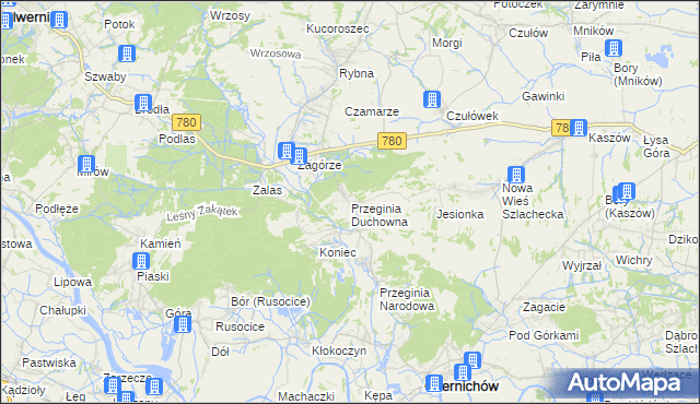 mapa Przeginia Duchowna, Przeginia Duchowna na mapie Targeo