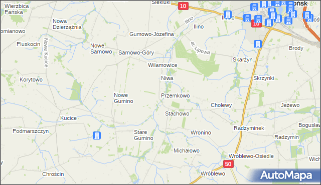 mapa Przemkowo gmina Dzierzążnia, Przemkowo gmina Dzierzążnia na mapie Targeo