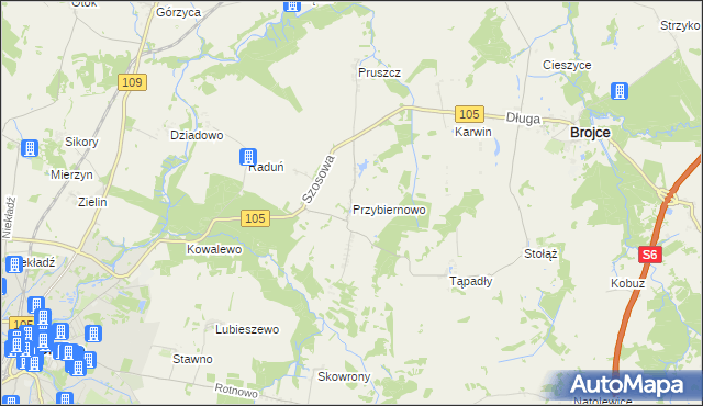 mapa Przybiernowo, Przybiernowo na mapie Targeo