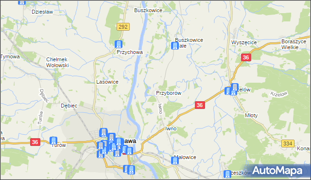 mapa Przyborów gmina Wińsko, Przyborów gmina Wińsko na mapie Targeo