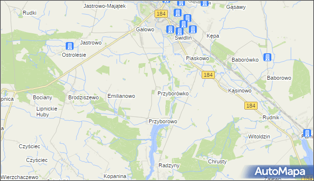 mapa Przyborówko, Przyborówko na mapie Targeo