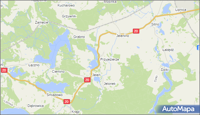 mapa Przyjezierze gmina Borne Sulinowo, Przyjezierze gmina Borne Sulinowo na mapie Targeo