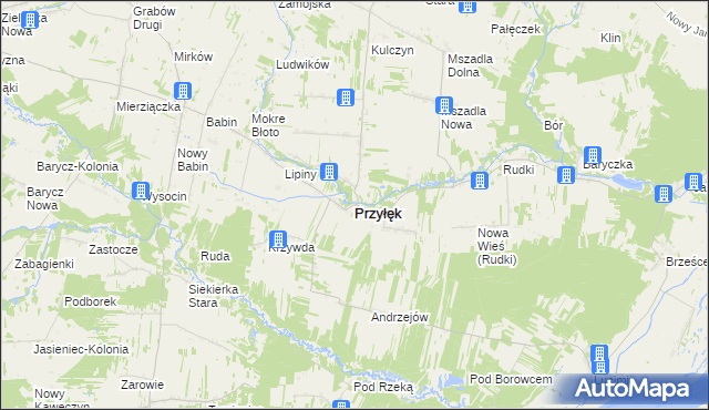mapa Przyłęk powiat zwoleński, Przyłęk powiat zwoleński na mapie Targeo
