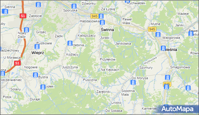 mapa Przyłęków, Przyłęków na mapie Targeo