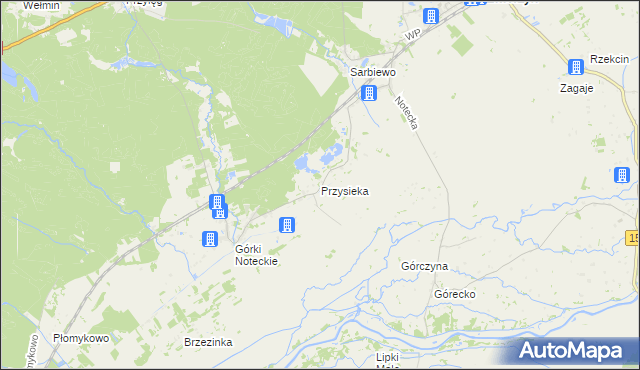 mapa Przysieka gmina Zwierzyn, Przysieka gmina Zwierzyn na mapie Targeo