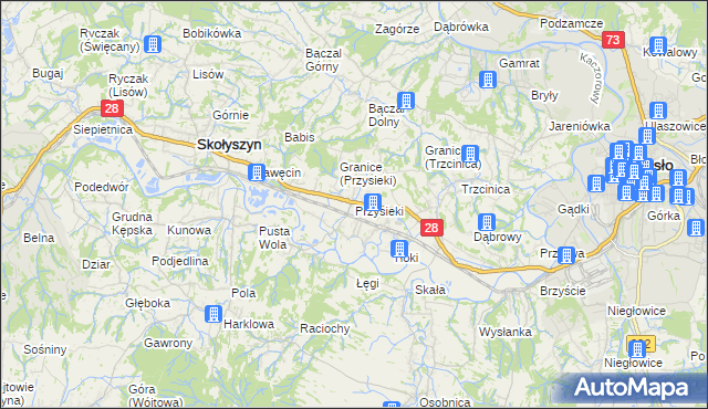 mapa Przysieki, Przysieki na mapie Targeo