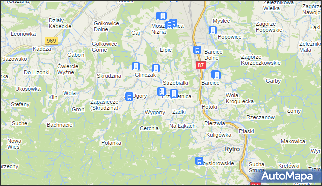 mapa Przysietnica gmina Stary Sącz, Przysietnica gmina Stary Sącz na mapie Targeo